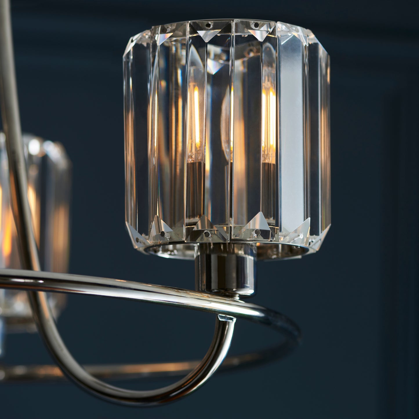 Bright Nickel Semi-Flush Chandelier