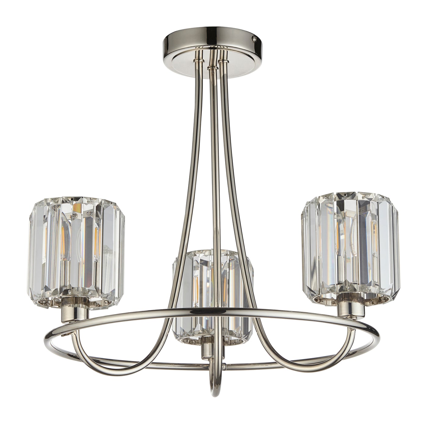 Bright Nickel Semi-Flush Chandelier