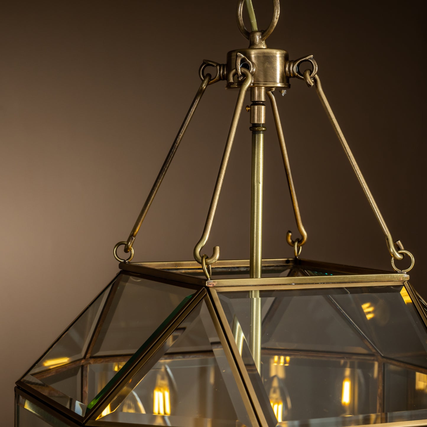 Small Brass Ceiling Pendant with Square & Triangle Shape Frames