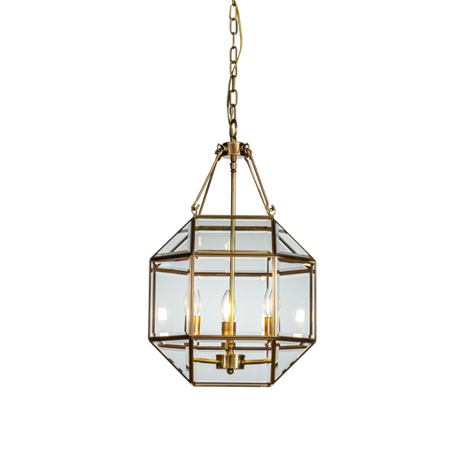 Small Brass Ceiling Pendant with Square & Triangle Shape Frames