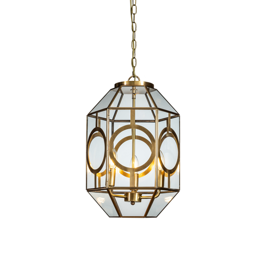 Small 3-Light Brass Pendant Chandelier