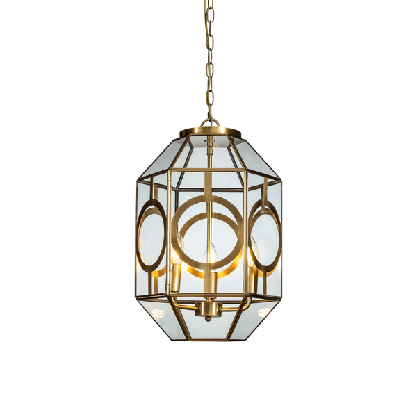 Small 3-Light Brass Pendant Chandelier