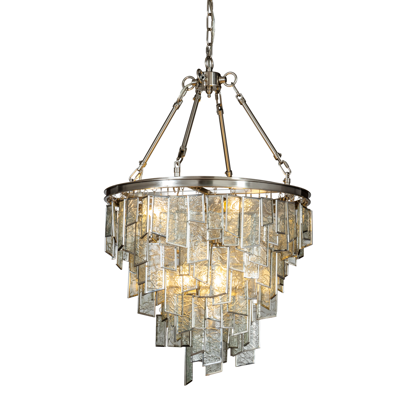 Large 6 Light Satin Nickel Ceiling Chandelier