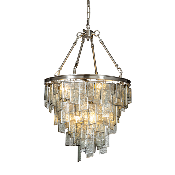 Large 6 Light Satin Nickel Ceiling Chandelier