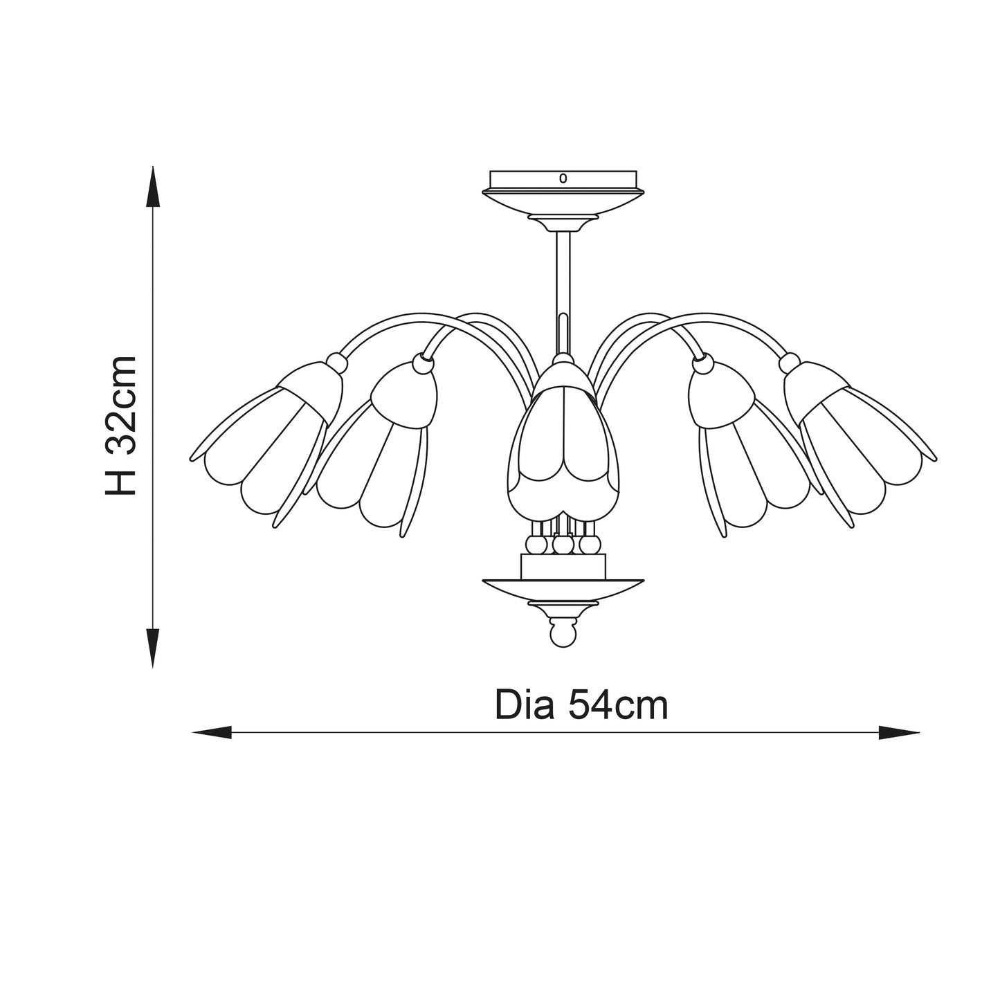 Petal Large Semi Flush Light