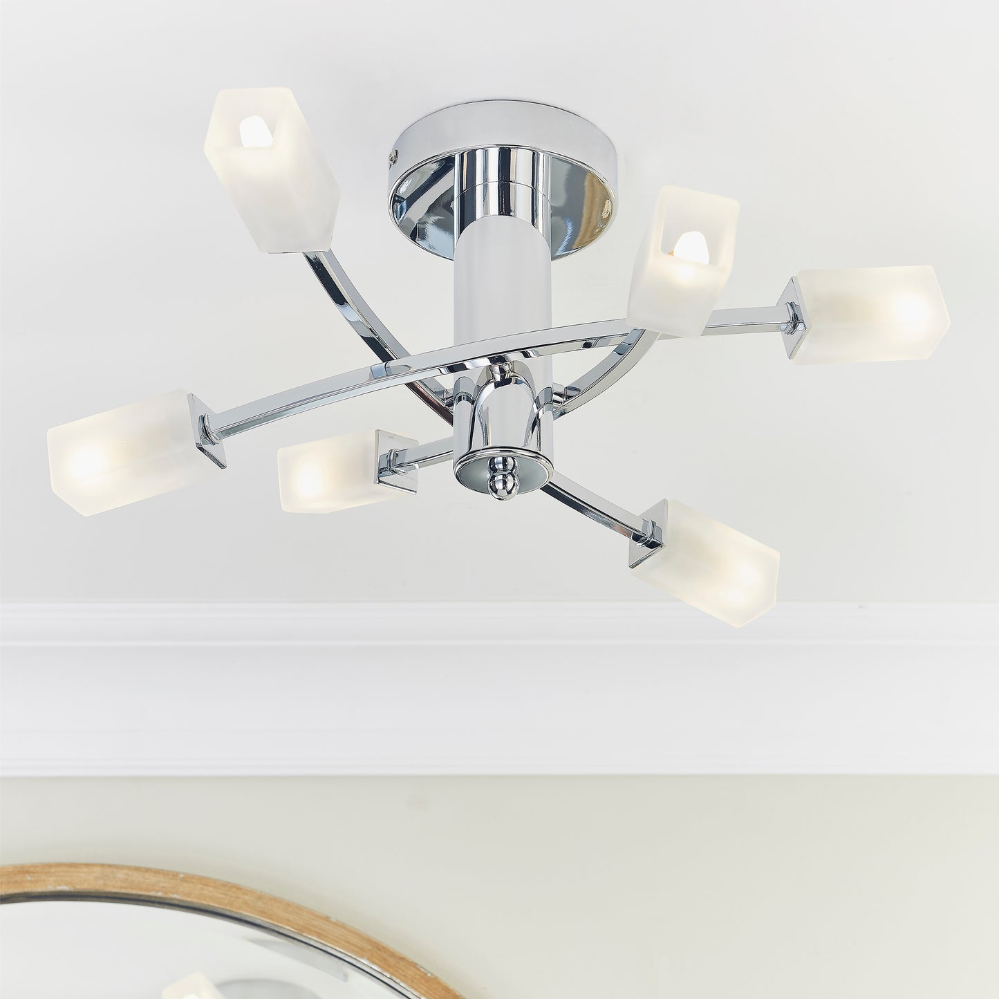 Sleek Chrome Semi Flush Light