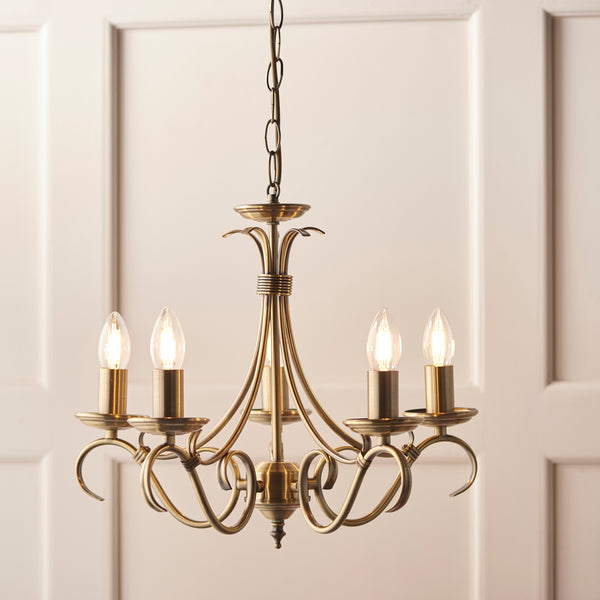 Antique Brass 5-Light Ceiling Fitting