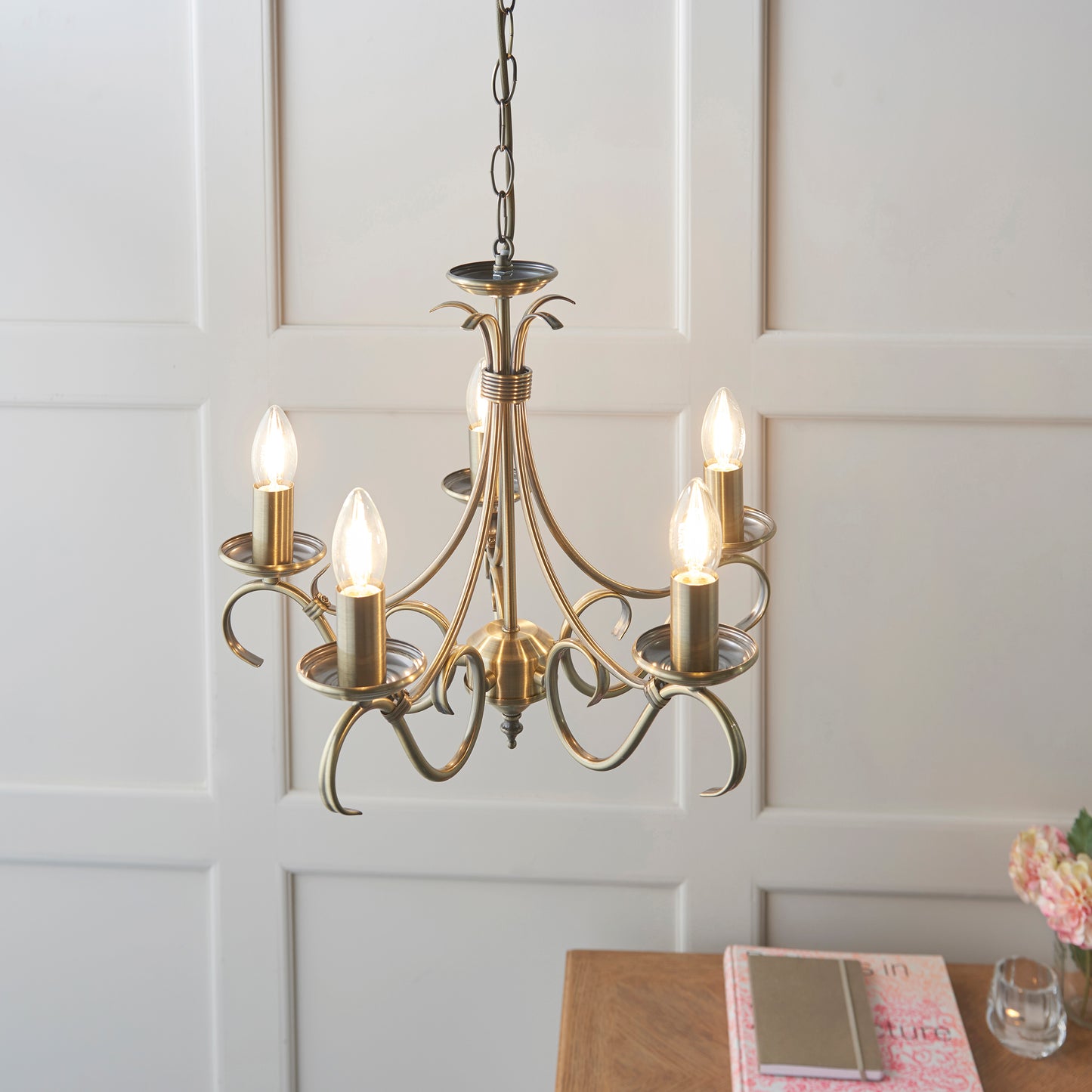 Antique Brass 5-Light Ceiling Fitting