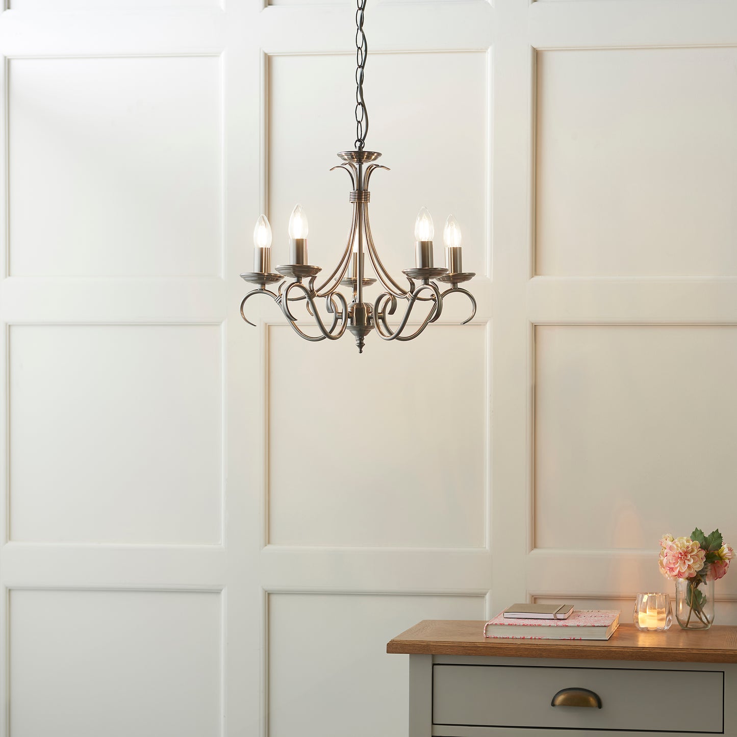 Antique Silver 5-Light Ceiling Fitting