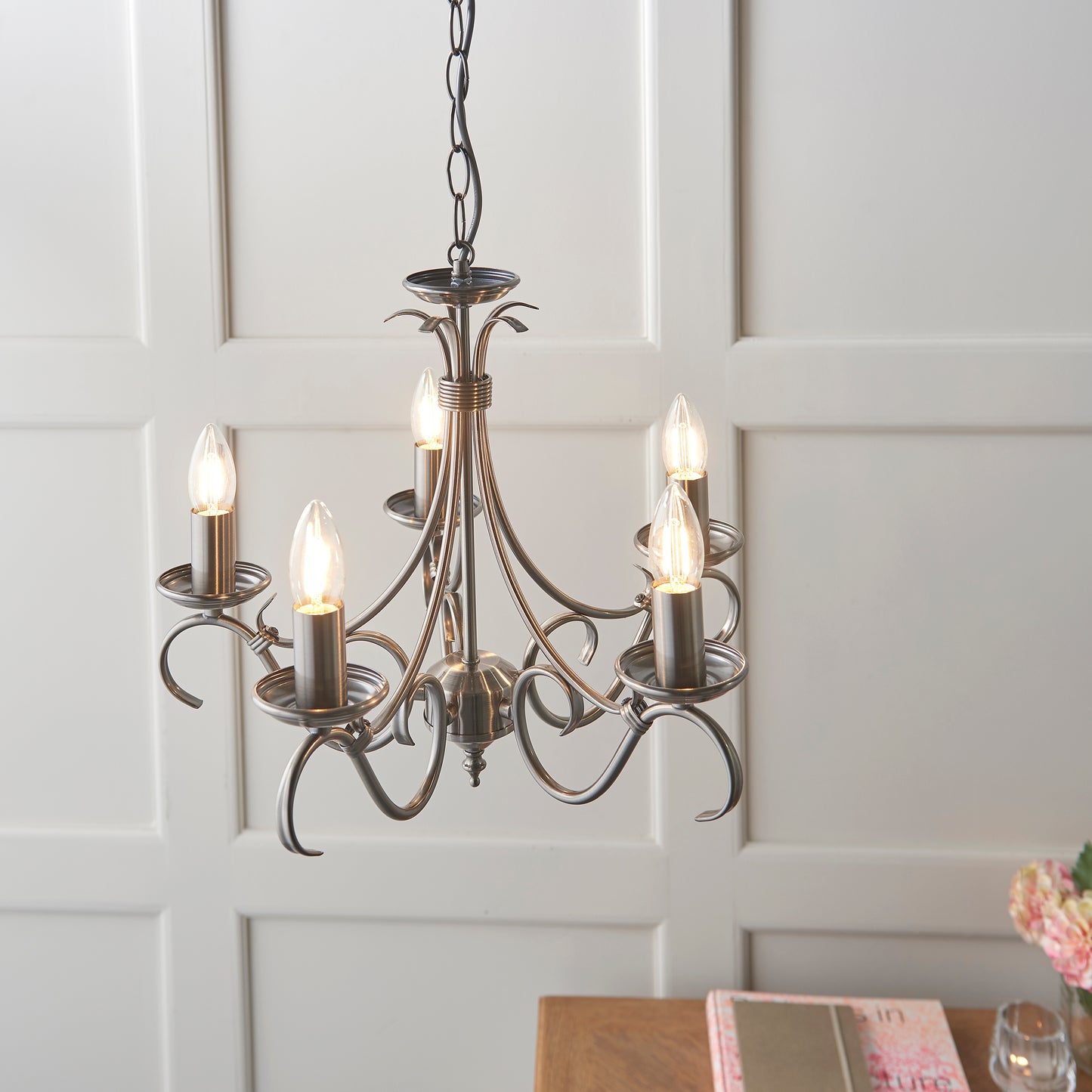 Antique Silver 5-Light Ceiling Fitting