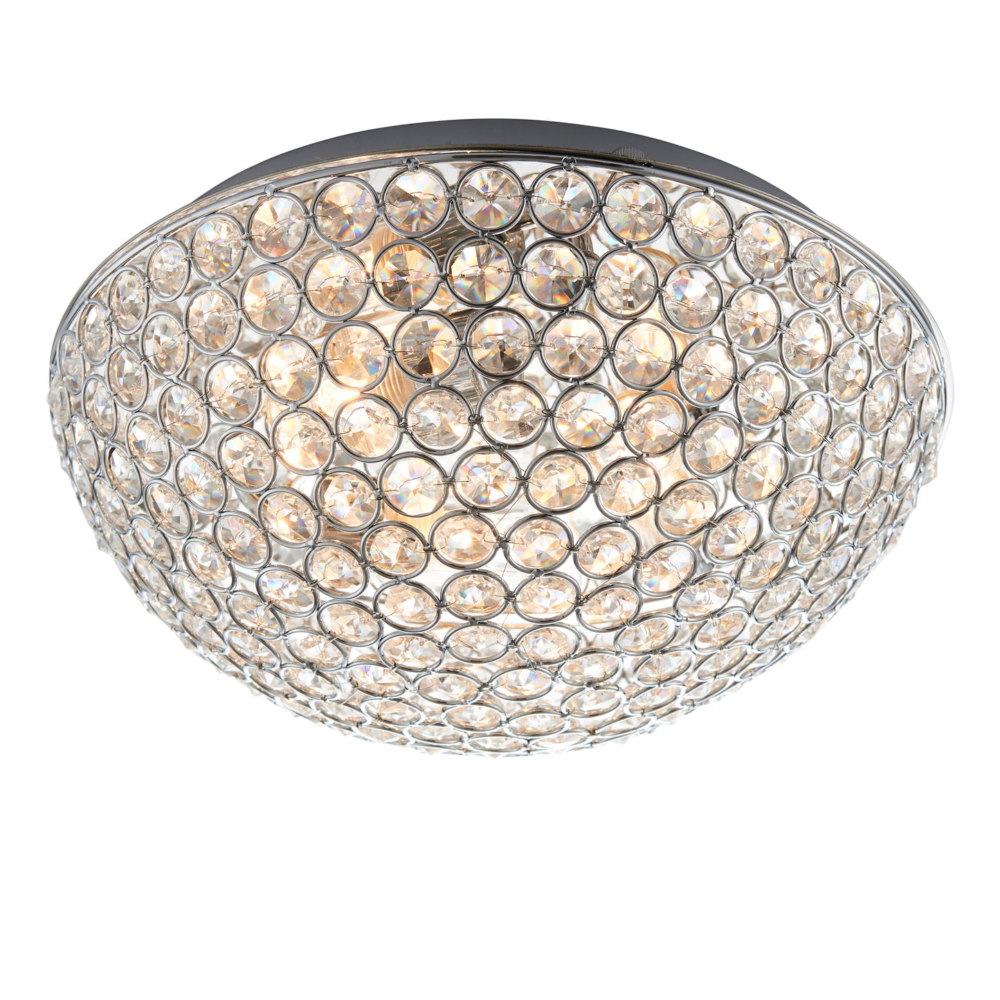 Luxury Crystal Chrome Bathroom Flush Light