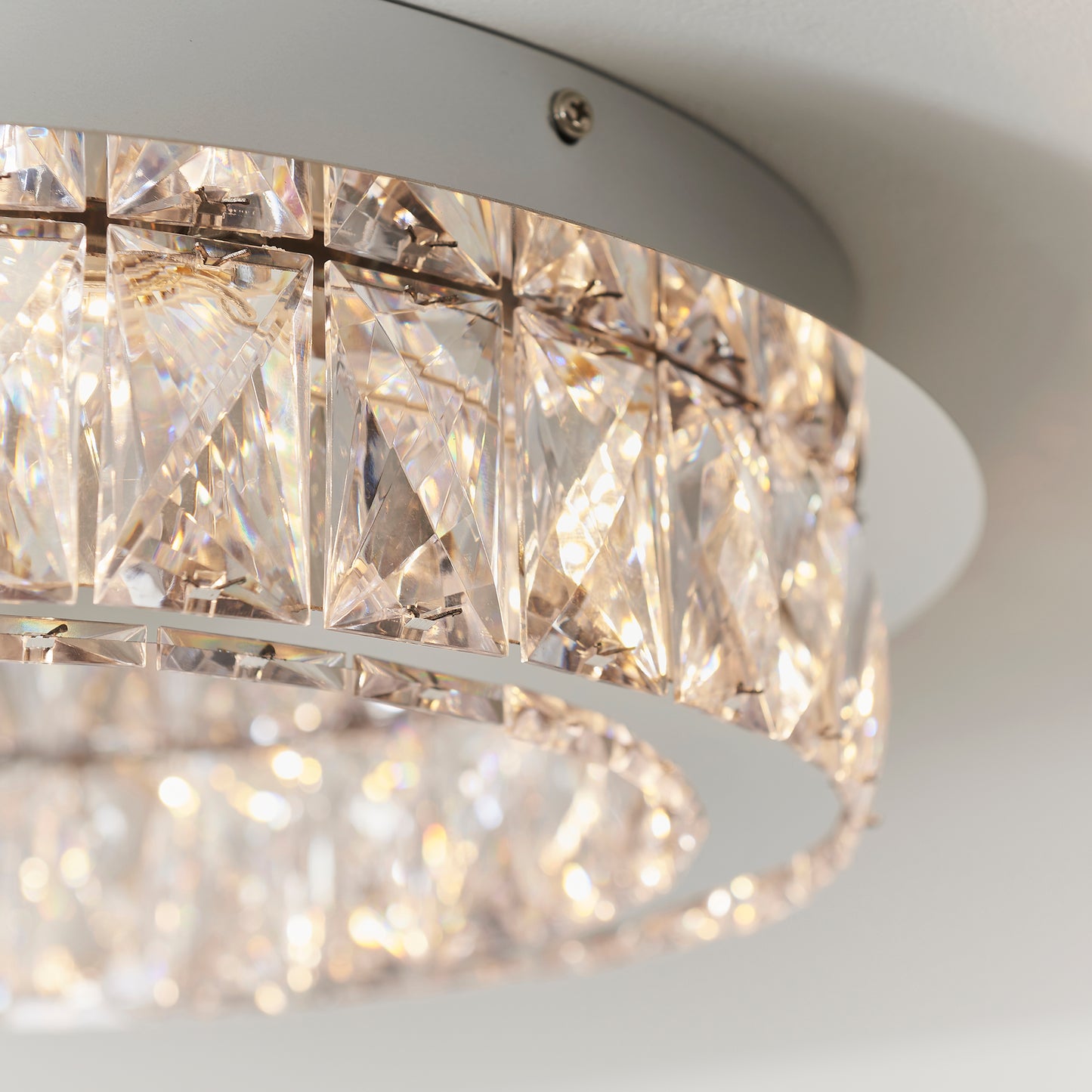 Crystal Chrome Bathroom Flush Light