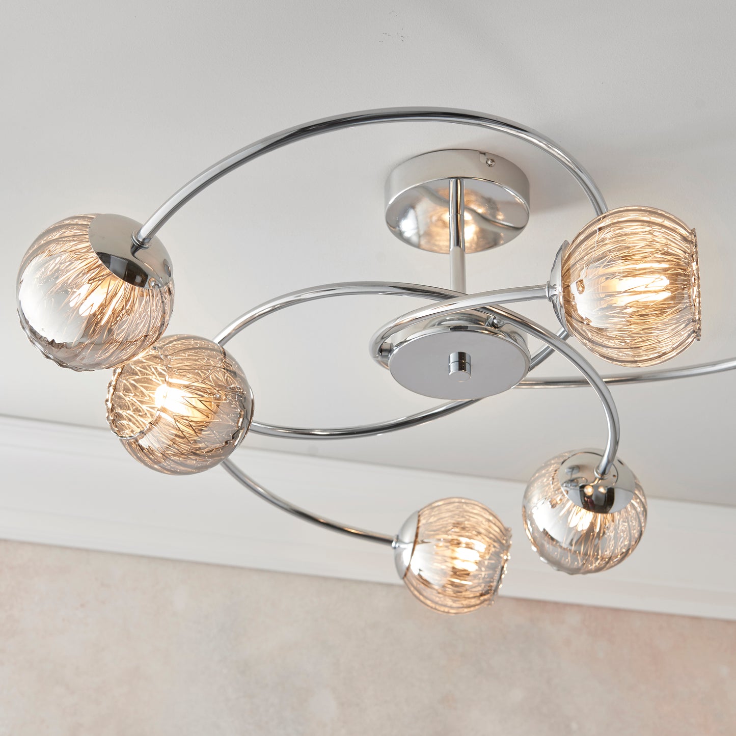 Sleek Chrome Semi-Flush Ceiling Light