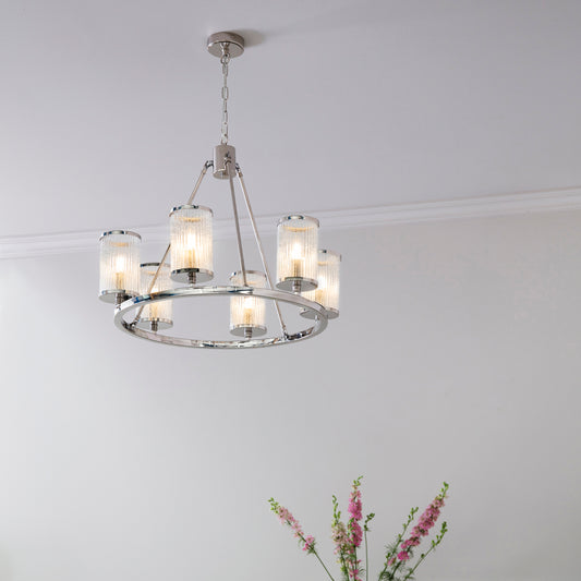 Classic Styled Chandelier Bright Nickel Finish