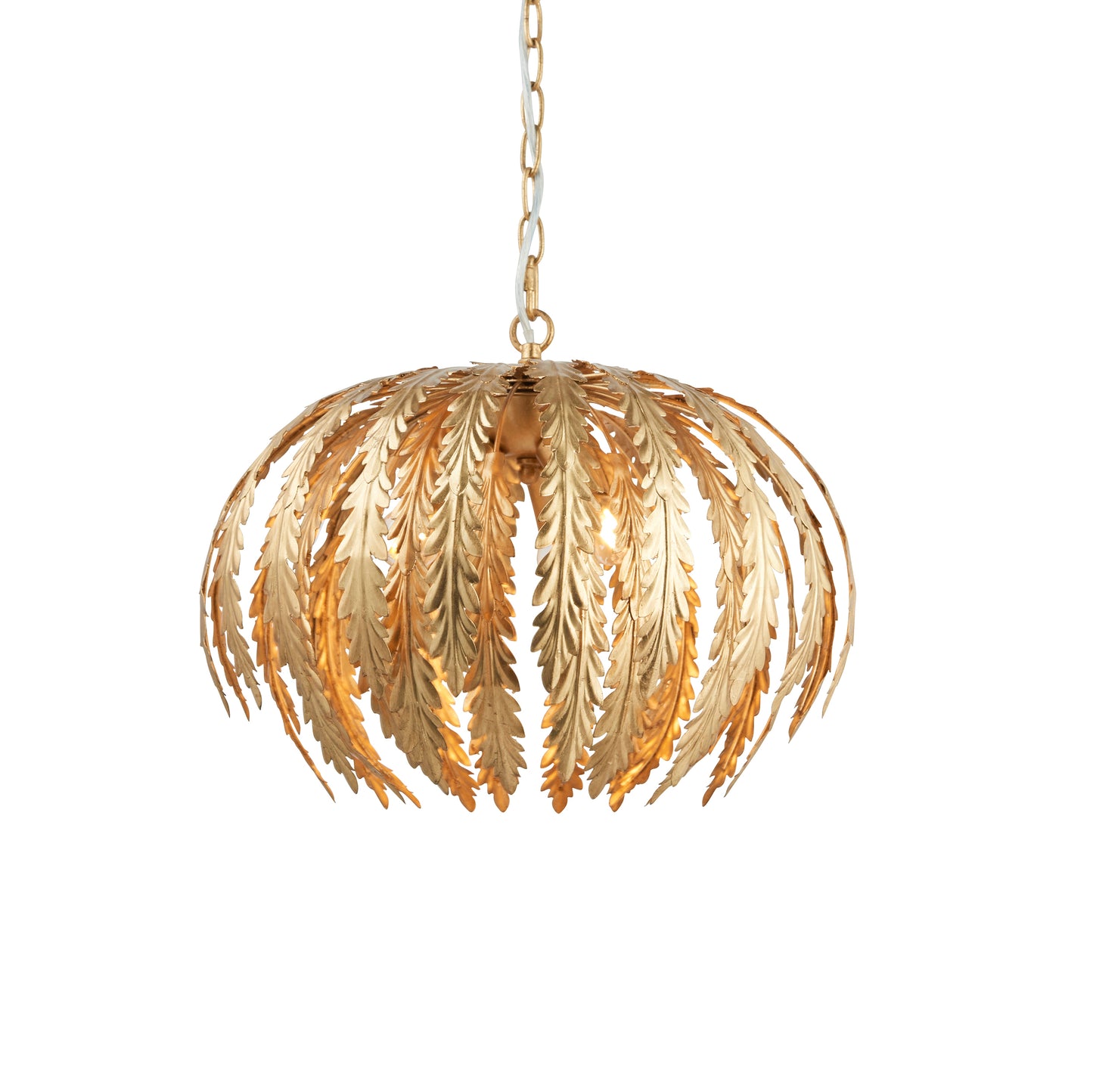 Opulent Gold Leaf Floral Pendant Light Fixture