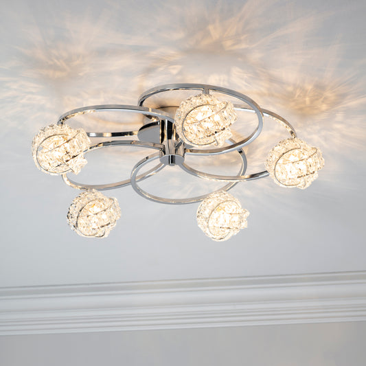 Sculptural Crystal Cluster Ceiling Light