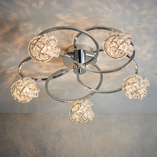 Sculptural Crystal Cluster Ceiling Light