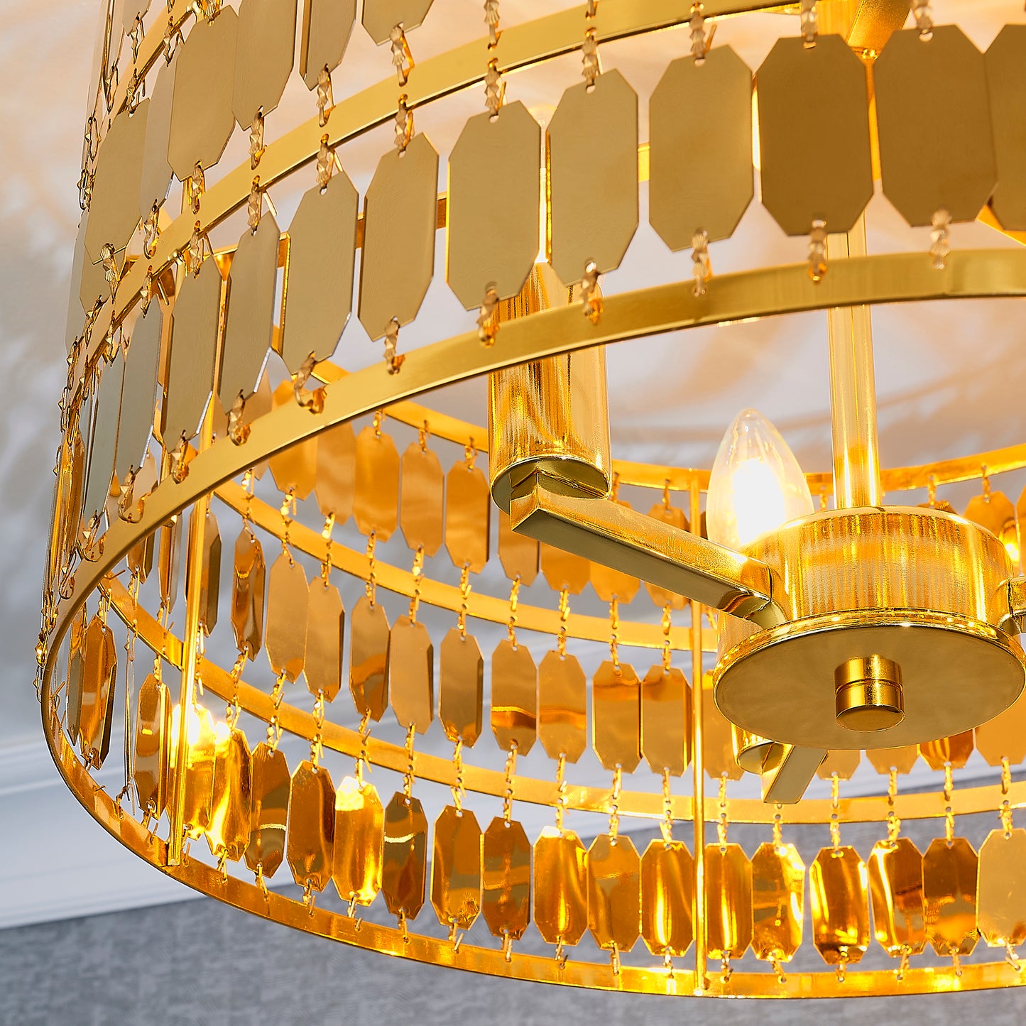 Hexagonal Gold Plate Effect Ceiling Light