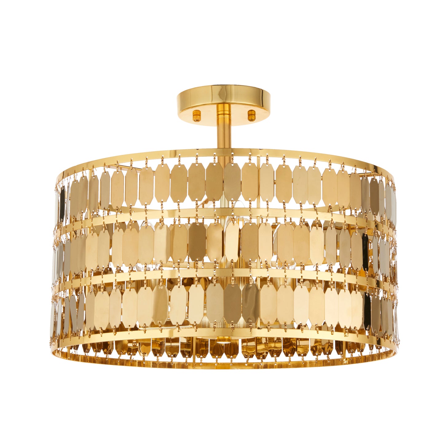 Hexagonal Gold Plate Effect Ceiling Light