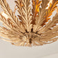 Opulent Gold Leaf Semi-Flush Light Fixture