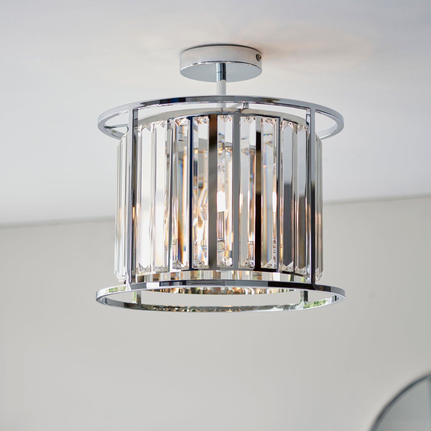 Crystal Glamour Bathroom Semi Flush Light