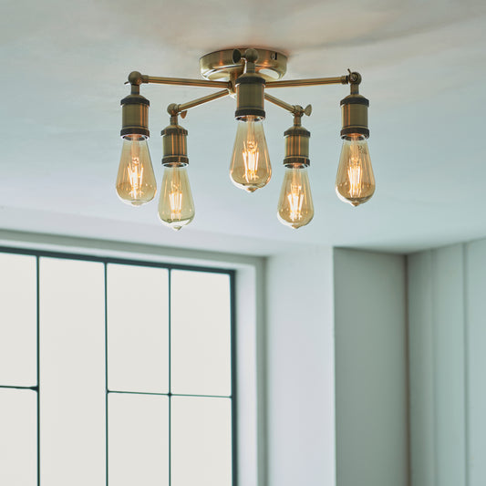 Industrial-Style Semi-Flush Mount Fixture