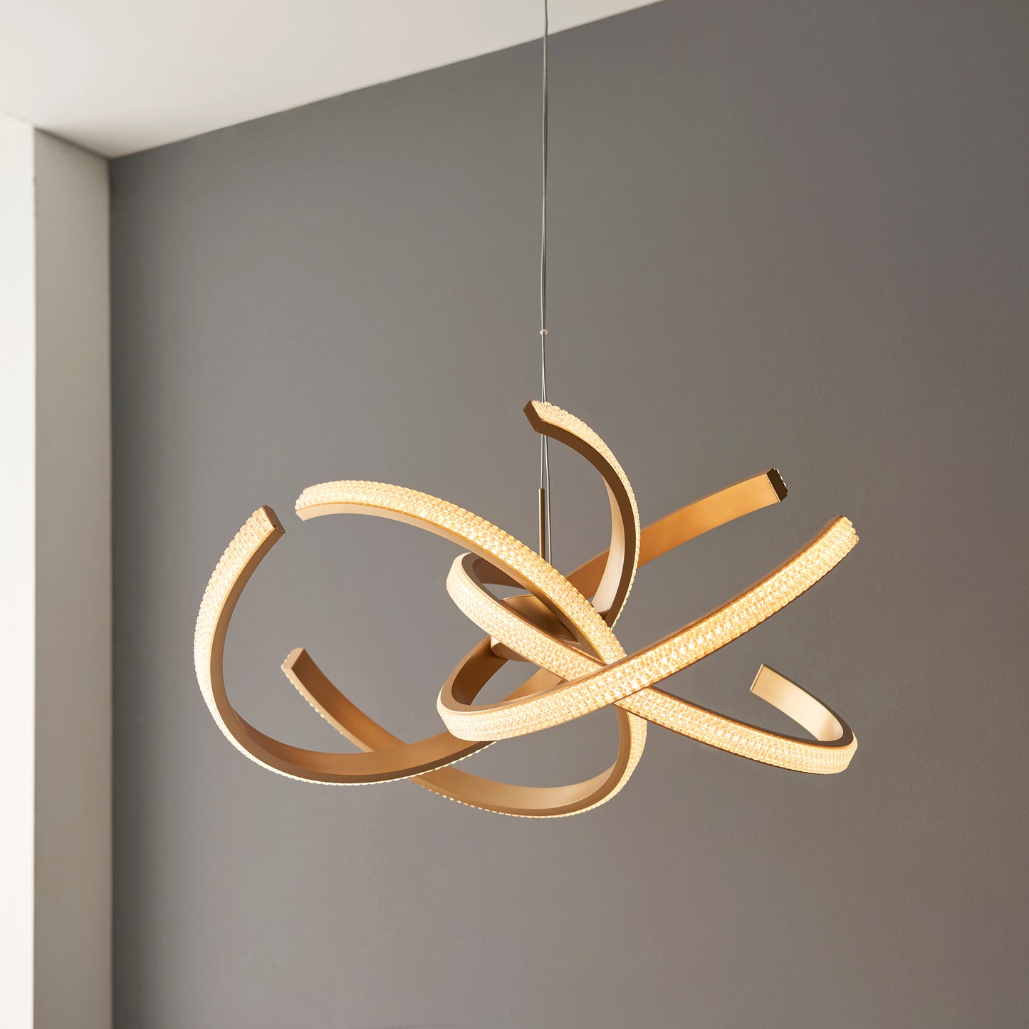 Luxurious Satin Gold Designer Pendant Light