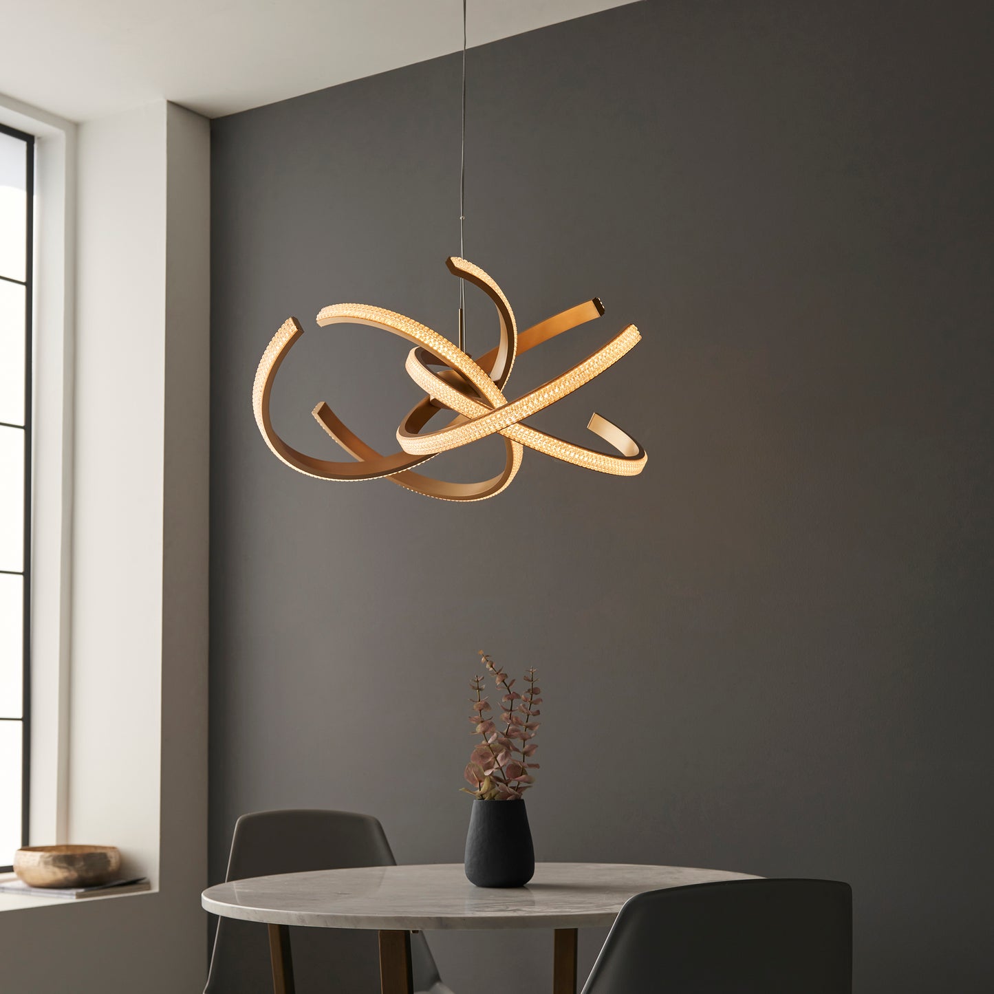 Luxurious Satin Gold Designer Pendant Light