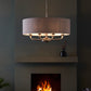 Linen Pendant Light Brushed Chrome Finish