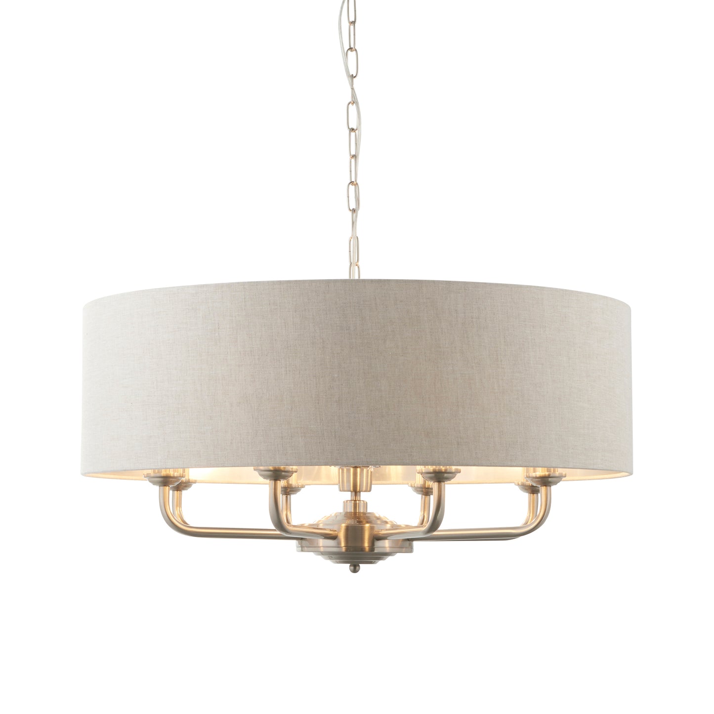 Linen Pendant Light Brushed Chrome Finish