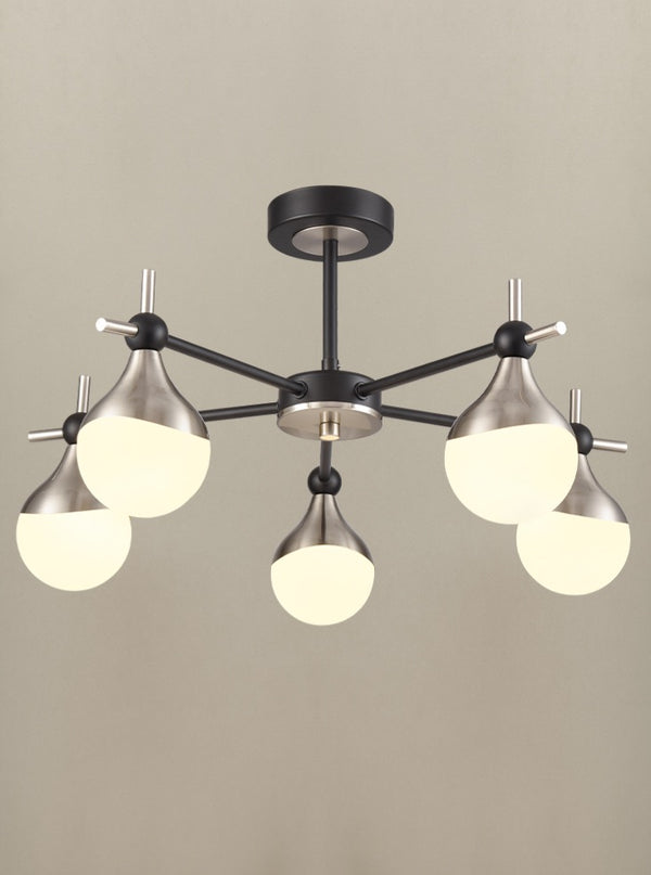 Franklite Nexus 5lt Semi Flush Fitting Matt Black And Satin Nickel