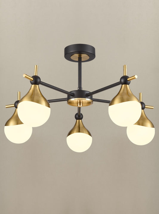 Franklite Nexus 5lt Semi Flush Fitting Matt Black And Aged Brass